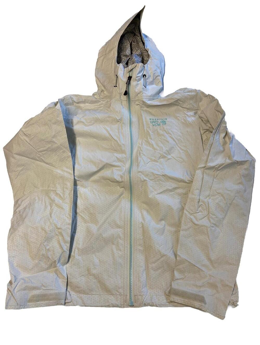 Womens MOUNTAIN HARDWEAR White Dry Q Evap Plasmic Rain Shell Jacket Sz XS